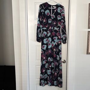 1. State Navy Floral Lined Long Sleeve Dress